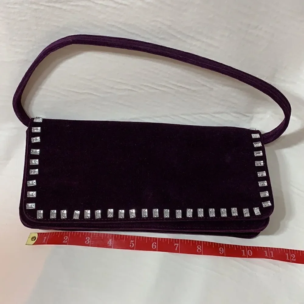 Victoria’s Secret Sexy Purple Velvet Clutch Rhinestone Gem Studded Women’s Purse